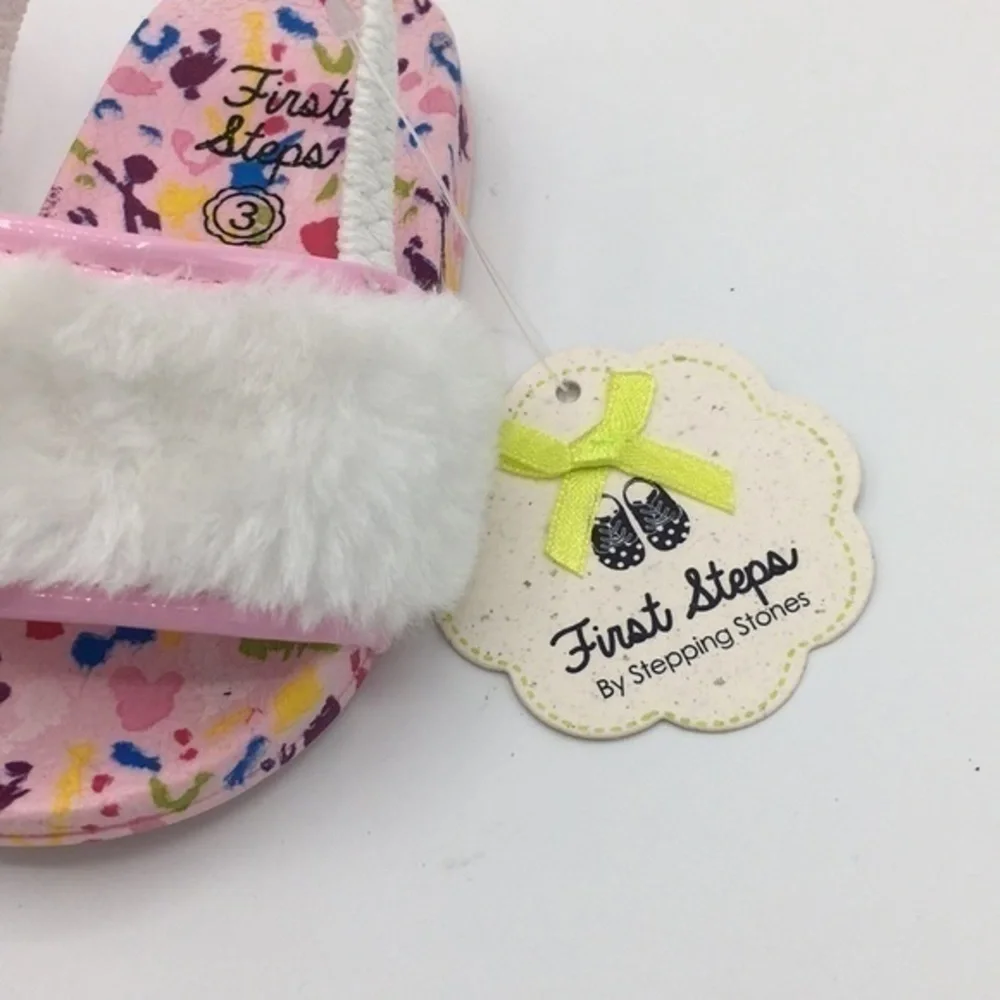 FIRST STEPS Fur Slide pink sandals